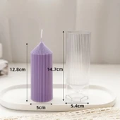 Poli Karbon Sert Plastik  Mum Kalıbı Dik İnce Çizgili 14.7X5.4 CM - 2