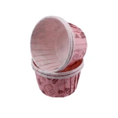 Cupcake Kalıbı Orta Boy 50*39 MM DESENLİ (100 Adet)  Pembe Mutfak Desenli - 1
