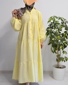 Kadın Modal Tesettür Elbise –Kahverengi– Rahat Kalıp – 135 cm Boy – 1-2 Beden - 1