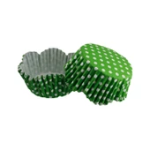 Cupcake Kalıbı Pet Kapsül Dalgalı Kek Kalıbı 65X38 MM (100 Adet)  Puantiyeli  Yeşil - 1