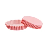 Cupcake Kalıbı Pet Kapsül Oval Model Düz Renk (100 Adet) F11  Pembe - 1