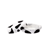Cupcake Kalıbı Pet Kapsül Oval Beyaza Siyah Desen Kek Kalıbı (100 Adet) - 1