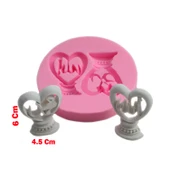 Allah Muhammed Lafsı Silikon Kalıp Kalp 6X4.5 CM - 2