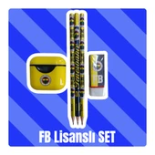 Fenerbahçe Lisanslı Kurşun Kalem Seti (3 Adet Kurşun Kalem, Silgi, Sarı Kalemtraş) - 1
