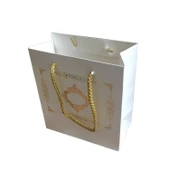 Karton Hediye Çantası GOLD Saray Desenli 20X20X10 CM (10 Adet)  Beyaz - 1