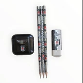 Beşiktaş Lisanslı Kurşun Kalem Seti (3 Adet Kurşun Kalem, Silgi, Siyah Kalemtraş) - 1