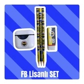 Fenerbahçe Lisanslı Kurşun Kalem Seti (3 Adet Kurşun Kalem, Silgi, Beyaz Kalemtraş) - 1