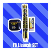 Fenerbahçe Lisanslı Kurşun Kalem Seti (3 Adet Kurşun Kalem, Silgi, Mavi Kalemtraş) - 1