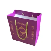 Karton Hediye Çantası GOLD Saray Desenli 20X20X10 CM (10 Adet)  Mor - 1
