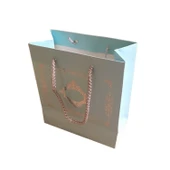 Karton Hediye Çantası Gümüş Saray Desenli 20X20X10 CM (10 Adet)  Mavi - 1