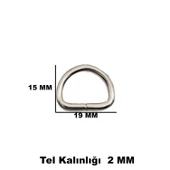 Anahtarlık Montaj Halkası D Çanta Bağlantı Halkası 19x15 MM (100 Adet)  Gümüş - 3