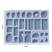 Epoksi Silikon Kalıp Çoklu Takı Kolye Küpe Kalıbı 16.4X21.4 CM 26 Lı - 3