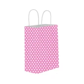 Kağıt Hediye Çantası Puantiyeli Büyük Boy 25X31 CM (25 Adet)  Puantiyeli Pembe - 1