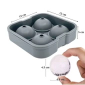 Silikon Buz Kalıbı Yuvarlak Küre Buz Kalıbı 4 Lü - 3