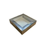 Karton Kutu Pencereli  Havlu Kutusu 25X25X5 (10 Adet)  Gümüş - 1
