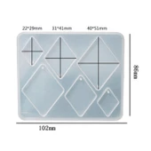 Epoksi Silikon Kalıp Çoklu Anahtarlık Geometrik Model Delikli Kolye Küpe Kalıbı - 5