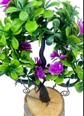 Yapay Çiçek Lila Çiçekli Bonsai Ağacı Dekoratif Kütük Saksıda Yapay Ağaç Bonzai Losus Çiçekli thumbnail 3
