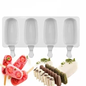 Magnum Şekilli Silikon Kalıp Dondurma Tatlı Meybuz Kalıbı 4 lü - 1