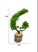 Yapay Çiçek Pembe Çiçekli Bonsai Ağacı Dekoratif Kütük Saksıda Yapay Ağaç Bonzai Hilal Model thumbnail 2