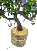 Yapay Çiçek Mor Çiçekli Bonsai Ağacı Dekoratif Kütük Saksıda Yapay Ağaç Bonzai Losus Çiçekli - 2