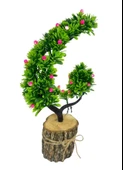 Yapay Çiçek Pembe Çiçekli Bonsai Ağacı Dekoratif Kütük Saksıda Yapay Ağaç Bonzai Hilal Model thumbnail 3