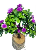 Yapay Çiçek Lila Çiçekli Bonsai Ağacı Dekoratif Kütük Saksıda Yapay Ağaç Bonzai Losus Çiçekli thumbnail 2