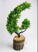 Yapay Çiçek Pembe Çiçekli Bonsai Ağacı Dekoratif Kütük Saksıda Yapay Ağaç Bonzai Hilal Model thumbnail 1