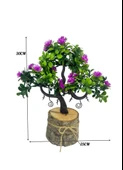 Yapay Çiçek Lila Çiçekli Bonsai Ağacı Dekoratif Kütük Saksıda Yapay Ağaç Bonzai Losus Çiçekli thumbnail 5
