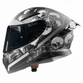 Pilot Snake SV Skull Mat Gri Kurukafa Kapalı Motosiklet Kaskı thumbnail 1