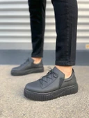 JY502 Bold Bağcıklı Cilt Erkek Günlük Sneaker Ayakkabı CST - Siyah - 2