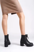 JET-EMMA Bağcıklı Fermuarlı Ortopedik Taban TopukluKadın Bot  CST - Siyah thumbnail 3