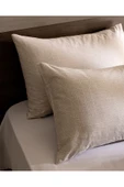 Odette %100 Pamuk Ranforce 2'li Yastık Kılıfı - Bej thumbnail 2