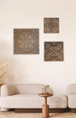 Bohem Ev Dekoru 3'lü Kare Mandala Seti Duvar Süsü - 2