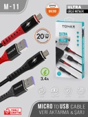 20W Micro Ultra Güçlü Metalik USB Kablo - 1
