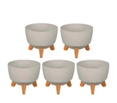 Omnipazar ELF-496 Dekoratif Ayaklı Nostalji Saksı 9 lt Taş Gri 5 Adet thumbnail 1