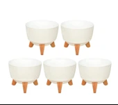 Omnipazar ELF-496 Dekoratif Ayaklı Nostalji Saksı 9 lt Beyaz 5 Adet thumbnail 1