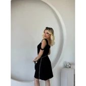 Lucky Life Kadın Askılı Soğuk Omuz Detaylı Modal Elbise - 7