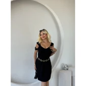 Lucky Life Kadın Askılı Soğuk Omuz Detaylı Modal Elbise - 11