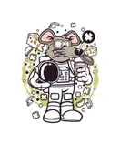 Astronot Fare Karikatür Dijital T-Shirt Tasarımı - 7