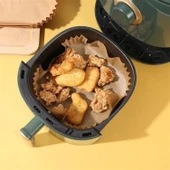 50 Adet Air Fryer Pişirme Kağıdı Tek Kullanımlık Hava Fritöz Yağ Geçirmez Yapışmaz Kare Tabak Model - 8