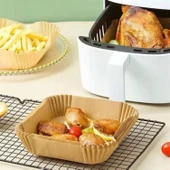50 Adet Air Fryer Pişirme Kağıdı Tek Kullanımlık Hava Fritöz Yağ Geçirmez Yapışmaz Kare Tabak Model - 2