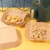 50 Adet Air Fryer Pişirme Kağıdı Tek Kullanımlık Hava Fritöz Yağ Geçirmez Yapışmaz Kare Tabak Model - 7