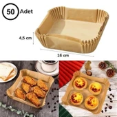 50 Adet Air Fryer Pişirme Kağıdı Tek Kullanımlık Hava Fritöz Yağ Geçirmez Yapışmaz Kare Tabak Model - 4