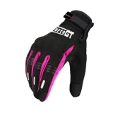 FORTE GT 07 Kadın Su Geçirmez Reflektif Softshel Bayan Motosiklet Eldiveni Siyah Pembe S Beden - 2