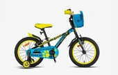 Kron BOBCAT 16 Jant Vitessiz V-Fren Çantalı Çocuk Bisikleti Siyah Mavi Sarı thumbnail 3