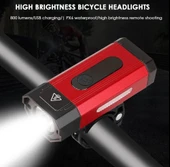 XBYC 6127 800 Lümen Bisiklet Ön Lamba Far Aydınlatma Usb Şarjlı Kırmızı thumbnail 5