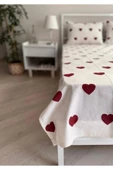 Sheri Home YENİ Çift Kişilik Lastiksiz Çarşaf Ve 2 Adet Yastık Kılıfı(Kalpli Çarşaf 200 X 220) thumbnail 1