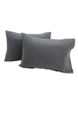 Sheri Home Tekstil 100% Pamuk Çift Iğne Stonewashed Kumaş 2 Adet Yastık Kılıfı Castle Grey thumbnail 1