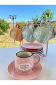 81008 6'lı Standlı Kahve Seti 13 Parça 6 Fincan 6 Tabak 1 Askılı Stand Love Yazılı thumbnail 1