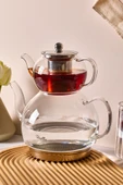Keyf-i Ala Indüksiyon Tabanlı Borosilikat Cam Çaydanlık Takımı 500 ml Demlik 1800 ml Suluk thumbnail 1
